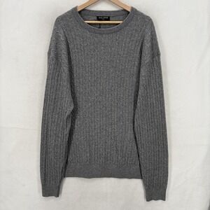Kallspin Sweater Mens 2XL Gray Wool Blend Cable Knit Crewneck Pullover Casual